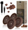 Reusable Coffee Capsule Lid, Compatible with Nespresso Vertuo Pods and VertuoLine Capsules, Coffee Filter Refillable, Food Grade Silicone with Spoon and Brush - Pack of 4 (Brown)