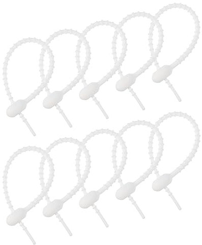 sourcing map Reusable Zip Ties, 6 Inch Silicone Ties Bag Clips, All-Purpose Silicone Ties, Cable Ties, Bread Tie, Household Twist Ties, Reusable Twist Ties (White Pack of 20)