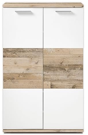 HUGO Schuhschrank in Weiß, Old Style hell - Modernes Schuhregal mit viel Stauraum für Ihre Schuhe - 77 x 120 x 38 cm (B/H/T)