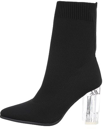 Ital Design Damenschuhe Stiefeletten High-Heel Stiefeletten, DE11233-, Textil, Schwarz, Gr. 37
