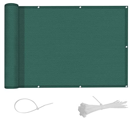 AXT SHADE Balkon Sichtschutz Wetterfest 90x400cm HDPE Balkonverkleidung Balkonabdeckung Balkonbespannung Blickdichte Windschutz und UV-Schutz mit Kabelbinder für Balkongeländer-Grün