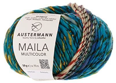 Maila Multicolor - dicke Wolle mit Farbverlauf zum Stricken - ca. 90m Lauflänge je 50g Wollknäuel Farbe 04 - Dschungel