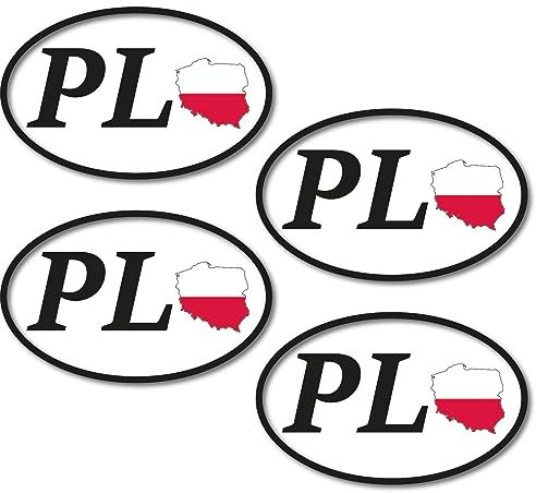 Polen Aufkleber 4 Stück 8x5cm EM Autoaufkleber Sticker Umriss Europameisterschaft Auto Urlaub Wohnmobil StVO Kleber wasserfest