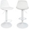 Lot de 2 Tabourets de Bar avec Dossier et Repose-Pieds，Réglable en Hauteur et Rotative à 360°,Chaises de Bar Cuisine en Plastique，Robuste et Ultra Silencieux-2pc-B Blanc Pur