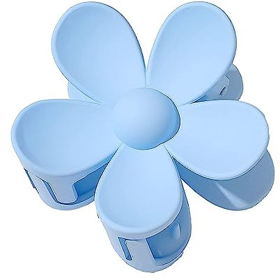 Pinzas para el pelo con flores azules, pinzas grandes y bonitas, pinzas grandes para el cabello, fuertes sujeciones para mujeres, finas y gruesas