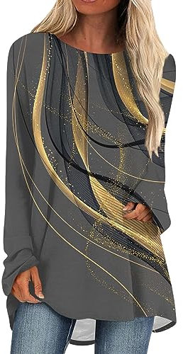 Langarmshirt Damen Long Sleeve Shirt Women T Shirt Damen Pullis Schwarzes Oberteil Damen Elegant Sweatjacke Damen Große Größen Weiße Sweatjacke Damen Zip Hoodie Oversized(2-Gray,XL)