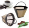 LPAMABA 2 Pcs Kaffeefilter Größe 4 Goldtonfilter Kaffee Dauerfilter Edelstahl Kaffee Filter Mesh Korb Waschbar Kaffeefilter 100 Mesh Dauerkaffeefilter mit Griff für Kaffeemaschine 8-12 Tassen