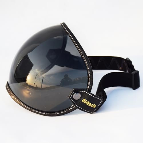 Faccia aperta universale 3/4 casco visatore a bolle a bolle motociclette di moto Capacete Lente Vintage MOTOBIKE Helmet Goggles (nero)