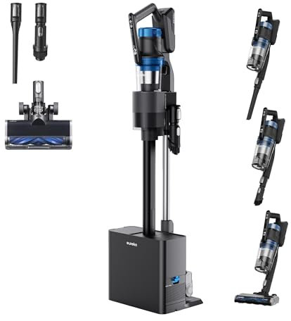 Eureka Cordless Vacuum Cleaner, Vacuum Cleaner for Home Rechargeable, Lightweight Stick Vacuum for Hardwood and Pet Hair, Blue w/Clean Station, NEC490BL