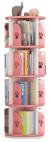 4-stöckiges drehbares Kinder-Bücherregal mit Bärentatzen-Muster, bodenstehendes Bücherregal für einfache und perfekte Präsentation