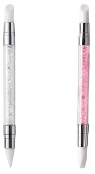 Lot de 2 stylos de sculpture pour ongles, pinceau à gel, deux pointes en silicone, outils de nail art pour le design, le dessin et le dessin