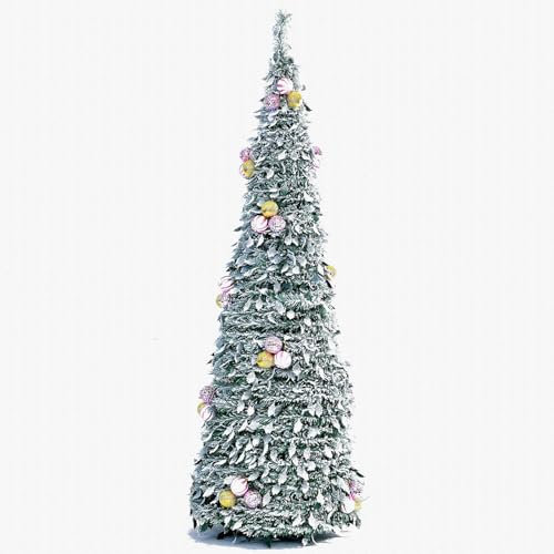 RYDZCLH Árbol Navidad Emergente 6 Pies Con Luces Y Decoraciones, Artificial Con Adornos Bolas, Plegable Forma Lápiz Para Interiores, Hogar Y Oficina