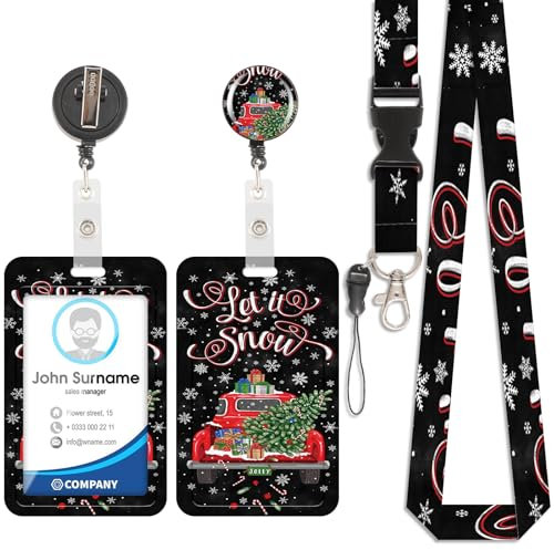 Tarjetero de coche con forma de copo de nieve, porta tarjetas, cordón desmontable con clip retráctil, se puede utilizar para tarjetas de visita, tarjetas de puerta, tarjetas de identificación, etc.