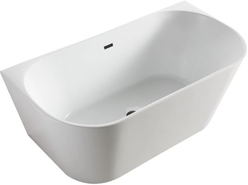 Balneo Baignoire Autoportante Balneo VIVA en Acrylique avec Cadre en Acier - 6 Pieds Stabilisateurs - Trop-plein et Bouchon Clic-Clac - Design Moderne – Noir - 160x75cm