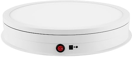 Piatto girevole elettrico da 42 cm, con telecomando, piatto girevole elettrico a 360 gradi, con carico di 110 kg, piattaforma girevole automatica, per gioielli, torte e fotografia di prodotti (bianco,