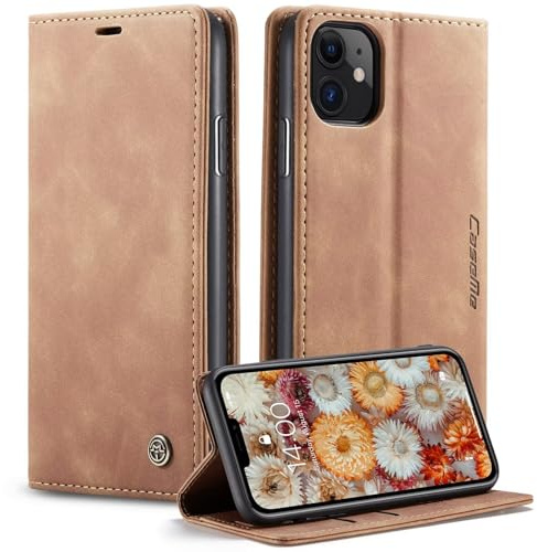 xinyunew Handyhülle für iPhone 11 Hülle, Klapphülle Premium Lederhülle Klappbar Flip Case Tasche Magnet Kartenfach Standfunktion Klapphülle Schutzhülle für iPhone 11,Braun