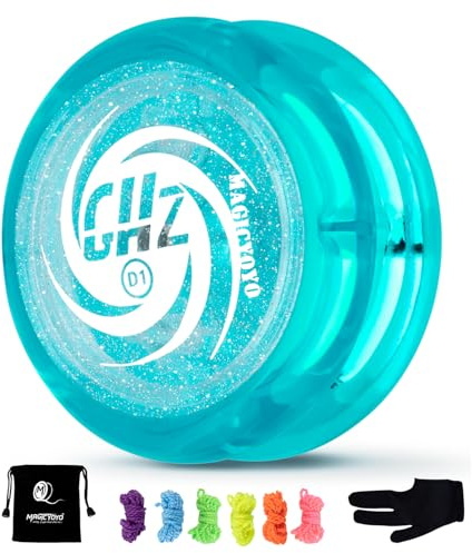 YOSTAR JoJo D1 GHZ, Looping Responsive Yoyo für Kinder und Anfänger | Einfach einfach zu Spielen Yo Yo mit Glitter, Durable Kunststoff Yo-yo für 2a Trick, mit 6 Schnur, Handschuh, Tasche