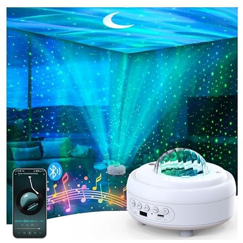 Galaxy Light Projector for Bedroom, 1800mAh Rechargeable Sensory Lights with 8 Lamp Modes + 5.0 HIFI Bluetooth Speaker, Northern Star Projector Night Light, Gift for Kids Teen Boy Girl (Room Decor)