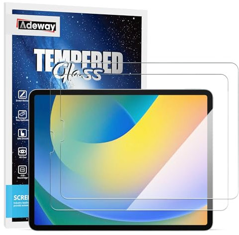 Adeway 2 Pack Screen Protector for iPad Pro 11 inch 2022-2020(4th/3rd/2nd Gen)&iPad Air 5/4 10.9 inch，Tempered Glass,Scratch Resistant,Clear Display,Apple Pencil Compatible