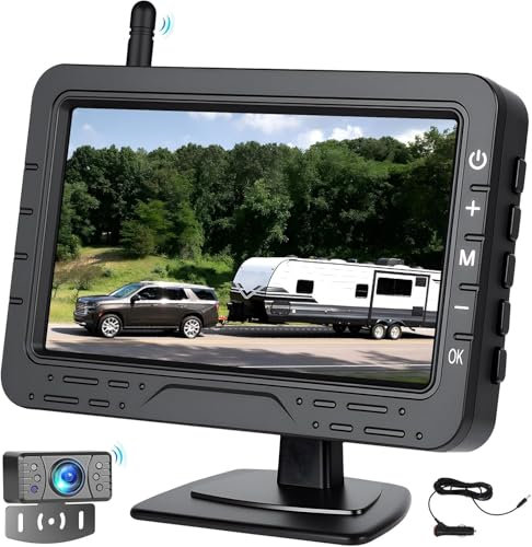 CAMECHO Wireless Reversing Camera Kit 4.3'' TN Monitor Stable Signal IP68 Waterproof IR Night Vision Rear View Reverse Camera for Van Car Truck Pickup RV SUV Caravan Motorhome DIY Guide Line
