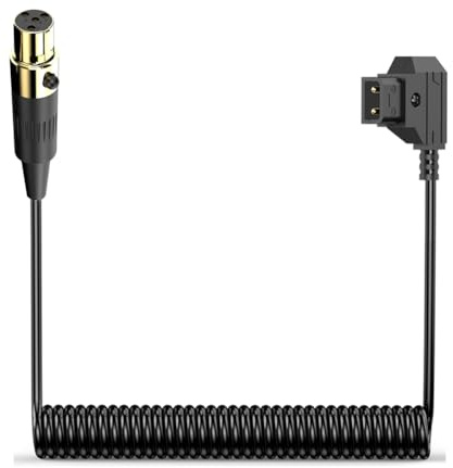 Sxmrmnx D-Tap Male to Mini XLR 4 Pin Female Coiled Power Cable for, RED Cameras, Reliable