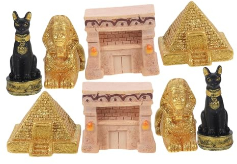 Supvox 8-Teiliges ÄGyptisches Miniatur Figuren Set Aus Harz Mit Pyramiden Und Statuen Realistisches Pyramiden Modell Als Deko FüR Schreibtisch Kinder Geschenk Und Geburtstag Party