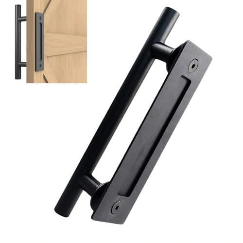 AXVRAV 30CM Scheunentor Griff Schwarz, Doppelseitiger Schiebetüren Schiebetür Griffe Universeller, Scheunentürgriff Eingebettet, Scheunentorgriff Türgriffe für Schlafzimmer Möbel Gartentor Schranktür