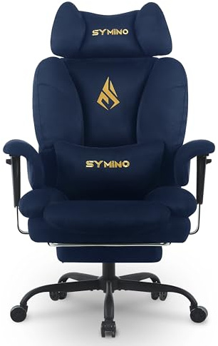 Symino Chaise de Bureau Ergonomique Fauteuil avec Repose-Pieds - Siège en Imitation Daim Gris - Réglable Hauteur et Accoudoirs - Capacité 130kg