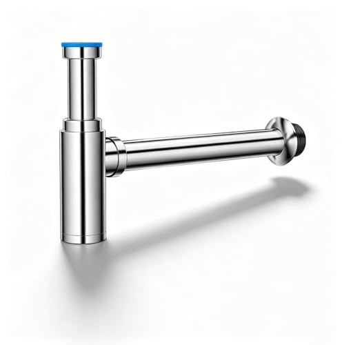 Zencantorous Siphon de Lavabo, Siphon Universel, Siphon Lavabo 1 1/4 en Acier Inoxydable, Evacuation Lavabo avec Orifice de Nettoyage, Réglable en Hauteur, Adapté pour l'évier et le lavabo, Chromé