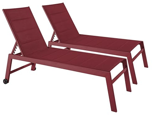 Oviala 2 Sonnenliegen aus Aluminium und Textilene, Purpur