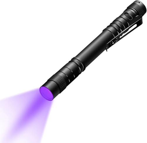 365nm UV Pocket Flashlight – Mini Ultraviolet LED Torch with Clip, Non-OEM Blacklight for Pet Urine Detection, Resin Curing, Ringworm & ID Check, Aluminum Alloy Body