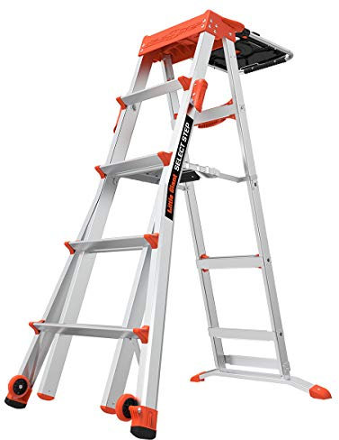 Little Giant 15125-001 Select 5-8 Feet Adjustable Step Ladder, Aluminum/Orange