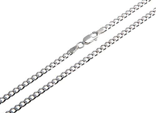 Silberketten Store Panzerkette Damen aus 925 Sterling Silber 3 mm breit I Halskette Damen in 55 cm Länge I nickelfrei allergikergeeignet I mit Geschenkverpackung I Karabinerverschluss