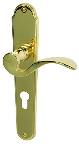 Alpertec 32217003 Panda-LS Messing poliert PZ Drückergarnitur Türdrücker Türbeschläge Neu, für Wohnungseingangstüren beidseitig Drücker