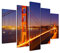 Paul Sinus Art Bilderskulptur 5 teilig Breite 150cm x Höhe 100cm Urbane Fotografie - Golden Gate Bridge bei Nacht auf Leinwand exklusives Wandbild moderne Fotografie für ihre Wand in vielen Größen
