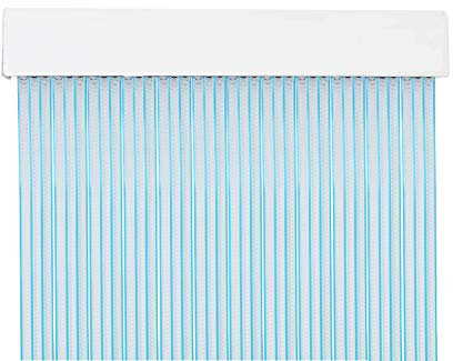 MERCURY TEXTIL Cortina para Puerta Tiras PVC 210x90cm,Cortina para Puerta Exterior (Transparente+Filo Azul P6)