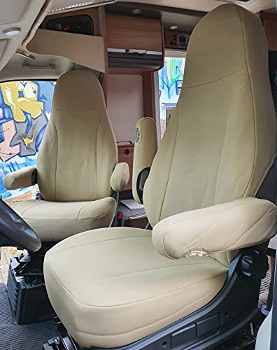 BREMER SITZBEZÜGE Maß Piloten Schonbezüge Sitzbezüge kompatibel mit Wohnmobil Camper Ducato Fahrer & Beifahrer 829 Schonbezug Set in Beige