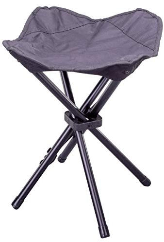 Nexos Trading Camping-Hocker schwarz 4-beinig Mini Campingstuhl für Angeln Reise Wandern Garten – Outdoor faltbar – Bespannung schwarz – Gestell grau