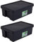 Wham Bam 100% Recycled Super Strong Impact Resistant Black Re-Usable Storage Boxes With Lids 36 Litre 59.5 x 40 x 21.5cm (2 Boxes)