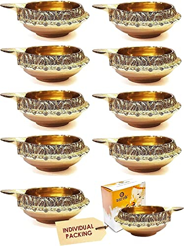 CRAFTSMAN Kuber Diya Diwali Puja reines Messing Indische Pooja Öllampe Durchmesser 6,3 cm Deepawali Kerze Teelichthalter Weihnachtsdekoration (50 Stück) Geschenkartikel