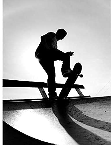 Wee Blue Coo Skateboarding Skater Rampe Silhouette Ungerahmter Kunstdruck 30x40 cm