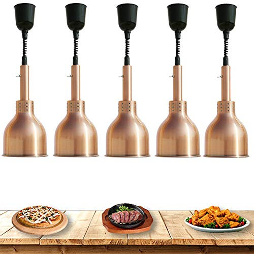 Aprilhp Chauffe-plats Commercial Lampe Chauffante Infrarouge, Lustre Cuisine Buffet, Lampe de Chauffage Alimentaire avec 250W Infrarouge Ampoule Restaurants équipement de Cuisine Télescopique
