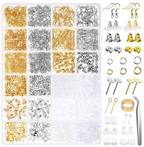 Anezus 2320Pcs Earring Making Supplies Kit with Hooks, Backs, Posts, Jump Rings