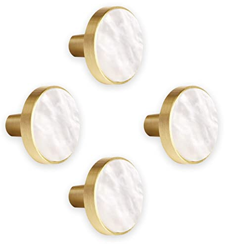 4 Stück Kommodenknöpfe Messing Schrankknöpfe Dekorative Schubladenknöpfe Möbelknöpfe Kleiderhaken Moderne Knöpfe Türgriffe Möbelgriff für Schrank Schublade Küche, 27mm