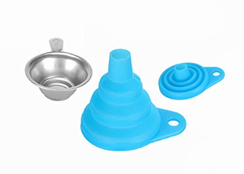 Voarge 3D-Drucker-Trichter mit Harzfilter - Kombinations-Set aus Trichtern für 3D-Drucker - Blau, Silikon und Edelstahl