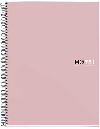 Miquelrius - Notizbuch A4 (210 x 297 mm), Notebook The Original Colours, 80 Blatt 90 g/m² und 1 Farbstreifen, Raster 5 mm, 4-Loch-Stanzung, Hardcover, Farbe Sand