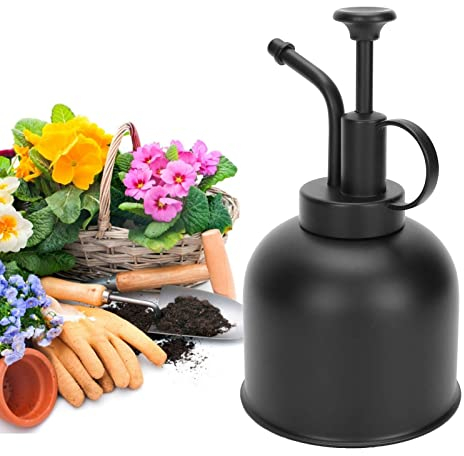 Zerodis Gießkanne Plant Mist Sprayer, Sprühflasche Vintage Spritzer 300ml Top Pump Einhand-Gießkanne für Gartenpflanzen Home Office, 15 x 8,4 cm, Schwarz