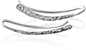 Damen Ohrringe 925 Silber Stab Crawler Ohrmanschette Ohrstecker Minimal Design Gehämmert