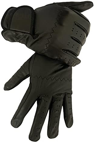Herren-Reithandschuhe, 100 % echtes Leder, Braun & Schwarz, Premium-Qualität, für Herren, Reithandschuhe, Größe M, Schwarz