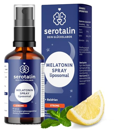 serotalin Melatonin Spray liposomal für 200 Nächte | Alkoholfreies Einschlafspray mit Baldrian & Zitrone-Minze | Einschlafhilfe für Erwachsene | 30 ml